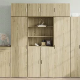    sonoma tölgy színű szerelt fa tárolószekrény 80 x 42,5 x 225 cm