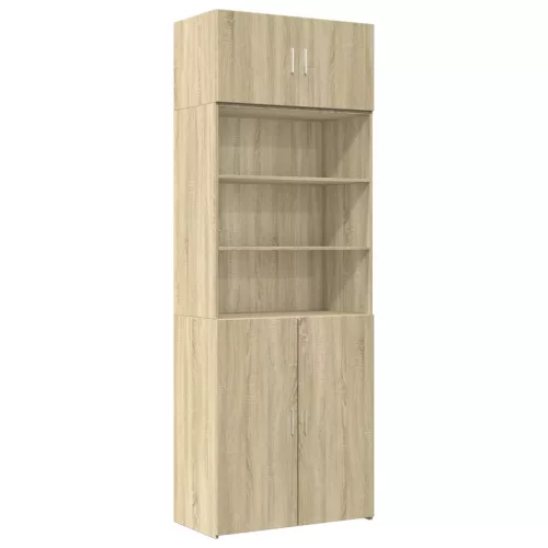  sonoma tölgy színű szerelt fa tárolószekrény 80 x 42,5 x 225 cm