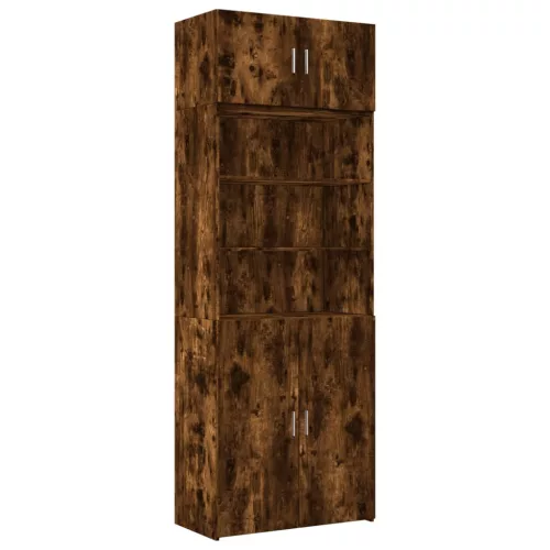  füstös tölgy színű szerelt fa tárolószekrény 80 x 42,5 x 225 cm
