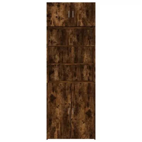  füstös tölgy színű szerelt fa tárolószekrény 80 x 42,5 x 225 cm
