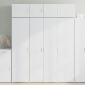  fehér szerelt fa tárolószekrény 80 x 42,5 x 225 cm