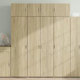    sonoma tölgy színű szerelt fa tárolószekrény 80 x 42,5 x 225 cm