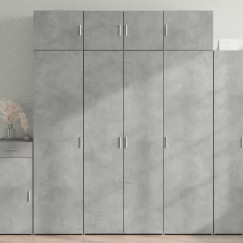  betonszürke szerelt fa tárolószekrény 80 x 42,5 x 225 cm