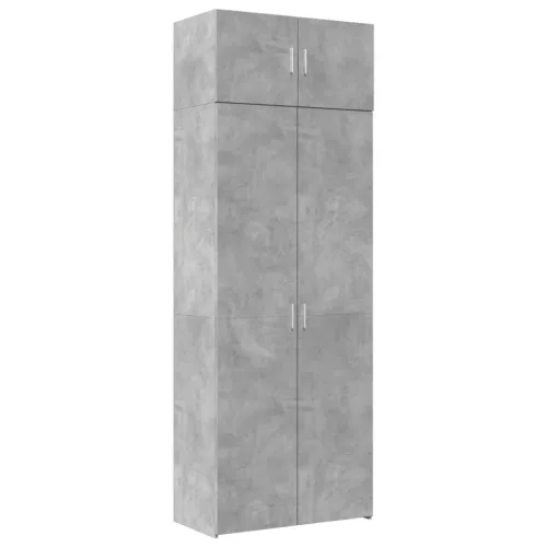  betonszürke szerelt fa tárolószekrény 80 x 42,5 x 225 cm