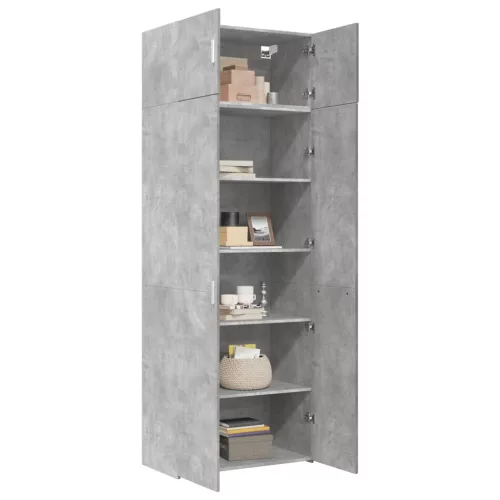  betonszürke szerelt fa tárolószekrény 80 x 42,5 x 225 cm
