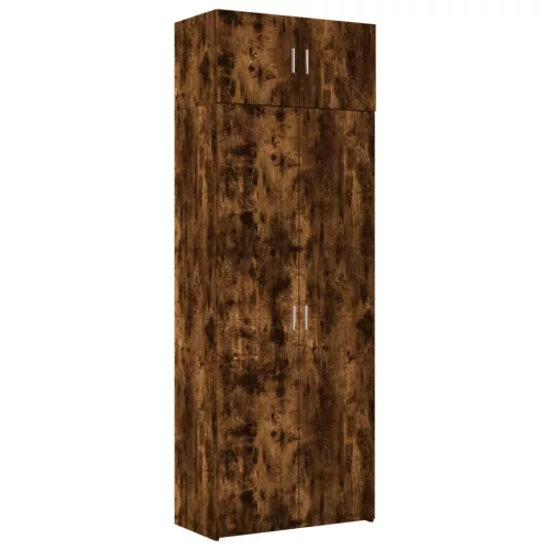  füstös tölgy színű szerelt fa tárolószekrény 80 x 42,5 x 225 cm
