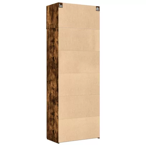 füstös tölgy színű szerelt fa tárolószekrény 80 x 42,5 x 225 cm
