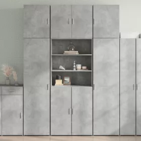  betonszürke szerelt fa magasszekrény 80 x 42,5 x 249 cm