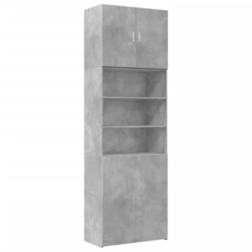  betonszürke szerelt fa magasszekrény 80 x 42,5 x 249 cm