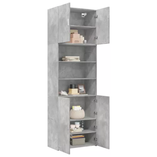  betonszürke szerelt fa magasszekrény 80 x 42,5 x 249 cm