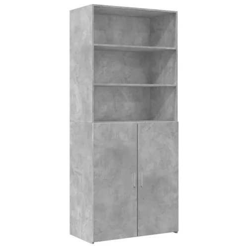  betonszürke szerelt fa magasszekrény 80 x 42,5 x 249 cm