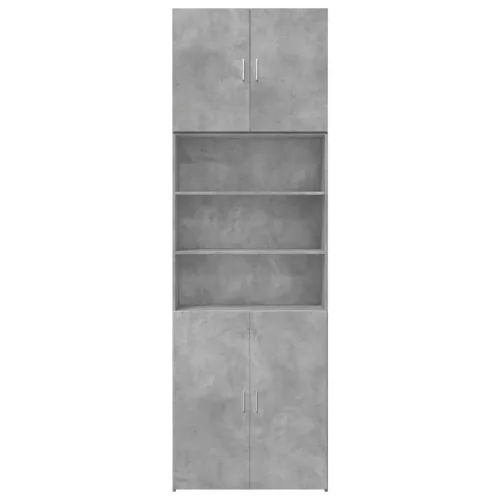  betonszürke szerelt fa magasszekrény 80 x 42,5 x 249 cm