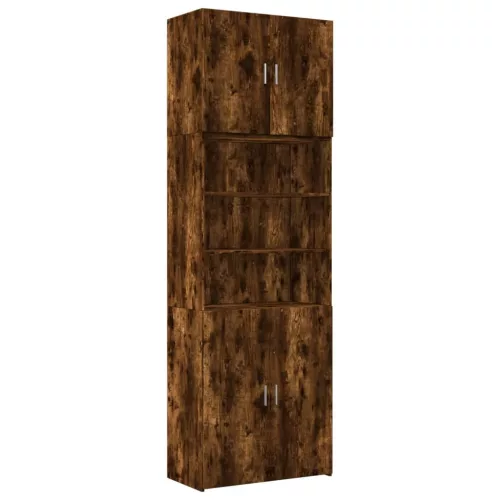  füstös tölgy színű szerelt fa magasszekrény 80 x 42,5 x 249 cm