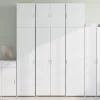  fehér szerelt fa magasszekrény 80 x 42,5 x 249 cm