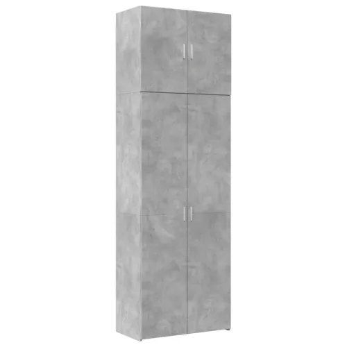  betonszürke szerelt fa magasszekrény 80 x 42,5 x 249 cm
