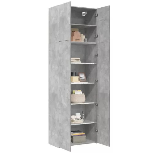 betonszürke szerelt fa magasszekrény 80 x 42,5 x 249 cm
