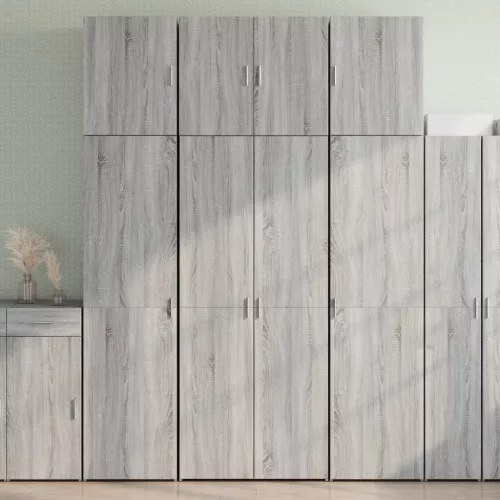 szürke sonoma színű szerelt fa magasszekrény 80 x 42,5 x 249 cm