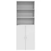  fehér szerelt fa magasszekrény 70 x 42,5 x 185 cm