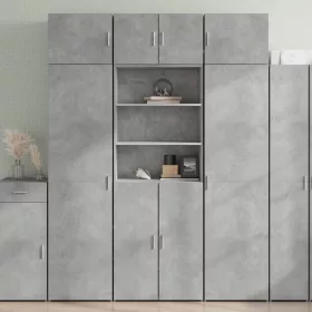  betonszürke szerelt fa magasszekrény 70 x 42,5 x 185 cm