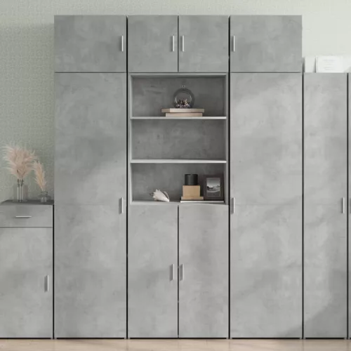  betonszürke szerelt fa magasszekrény 70 x 42,5 x 185 cm