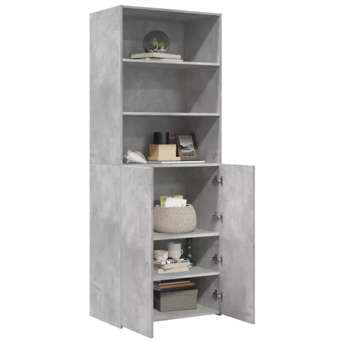  betonszürke szerelt fa magasszekrény 70 x 42,5 x 185 cm