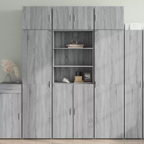  szürke sonoma színű szerelt fa magasszekrény 70 x 42,5 x 185 cm