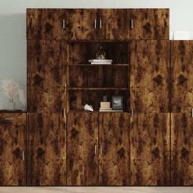    füstös tölgy színű szerelt fa magasszekrény 80 x 42,5 x 185 cm