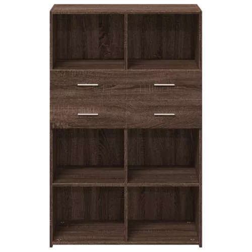  barna tölgy színű szerelt fa magasszekrény 80 x 42,5 x 124 cm
