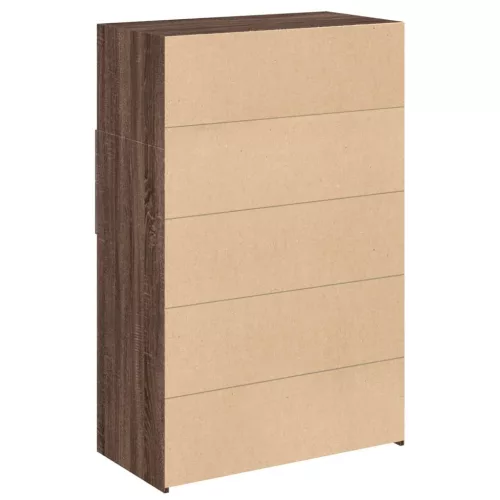  barna tölgy színű szerelt fa magasszekrény 80 x 42,5 x 124 cm