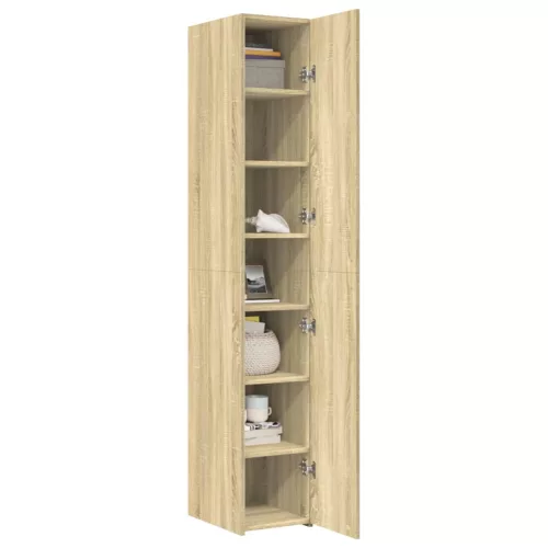  sonoma tölgy színű szerelt fa magasszekrény 30 x 42,5 x 185 cm