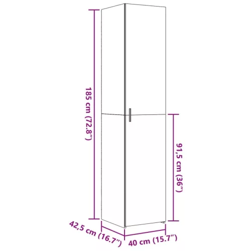  betonszürke szerelt fa magasszekrény 40x42,5x185 cm