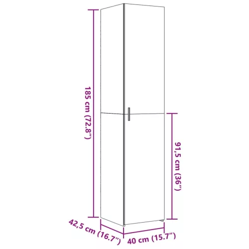  füstös tölgy színű szerelt fa magasszekrény 40 x 42,5 x 185 cm
