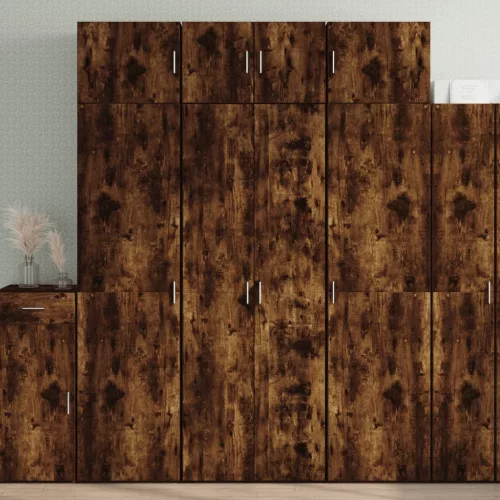  füstös tölgy színű szerelt fa magasszekrény 70 x 42,5 x 185 cm