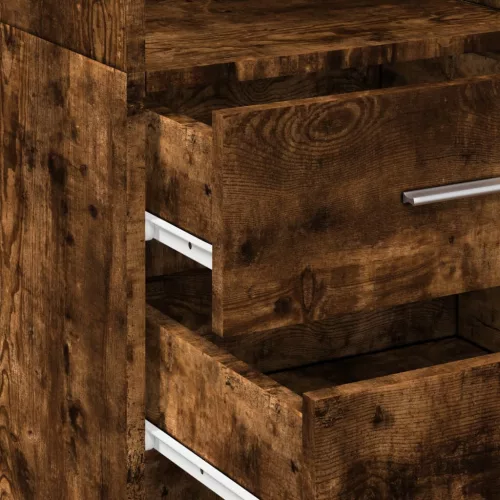  füstös tölgy színű szerelt fa magasszekrény 40 x 42,5 x 185 cm