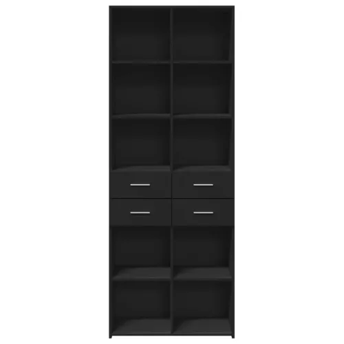  fekete szerelt fa magasszekrény 70 x 42,5 x 185 cm