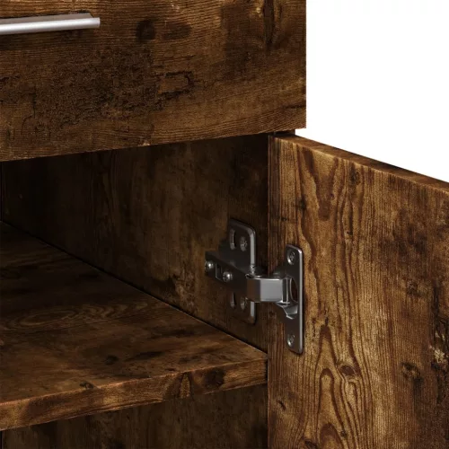  füstös tölgy színű szerelt fa tálalószekrény 80 x 42,5 x 93 cm