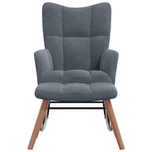  sötétszürke bársony hintaszék lábtartóval