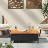  fekete polyrattan és akácfa kerti asztal 70 x 70 x 25 cm