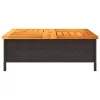  fekete polyrattan és akácfa kerti asztal 70 x 70 x 25 cm