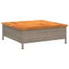  szürke polyrattan és akácfa kerti asztal 70 x 70 x 25 cm