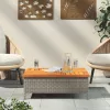  szürke polyrattan és akácfa kerti asztal 70 x 70 x 25 cm