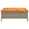  szürke polyrattan és akácfa kerti asztal 70 x 70 x 25 cm