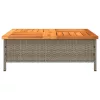  szürke polyrattan és akácfa kerti asztal 70 x 70 x 25 cm