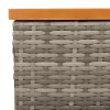  szürke polyrattan és akácfa kerti asztal 70 x 70 x 25 cm