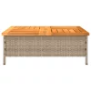  bézs polyrattan és akácfa kerti asztal 70 x 70 x 25 cm