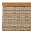  bézs polyrattan és akácfa kerti asztal 70 x 70 x 25 cm