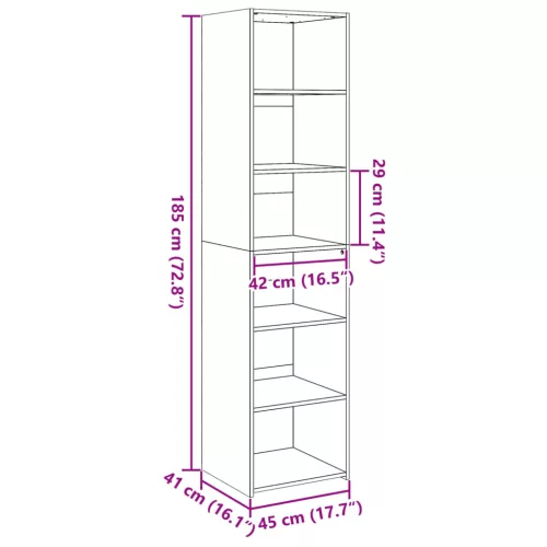  sonoma tölgy színű szerelt fa magasszekrény 45 x 41 x 185