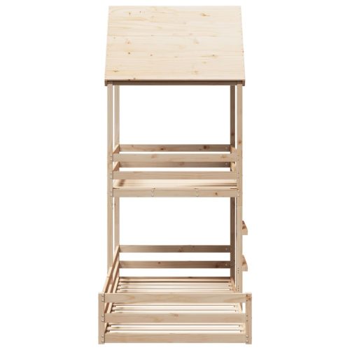  tömör fenyőfa ágy emelettel és tetővel 80 x 200 cm