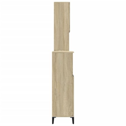  3 részes sonoma tölgyszínű szerelt fa fürdőszobai bútorszett