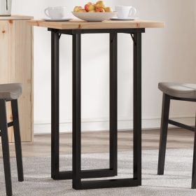    tömör fenyőfa és acél étkezőasztal O-vázzal 50x50x75,5 cm